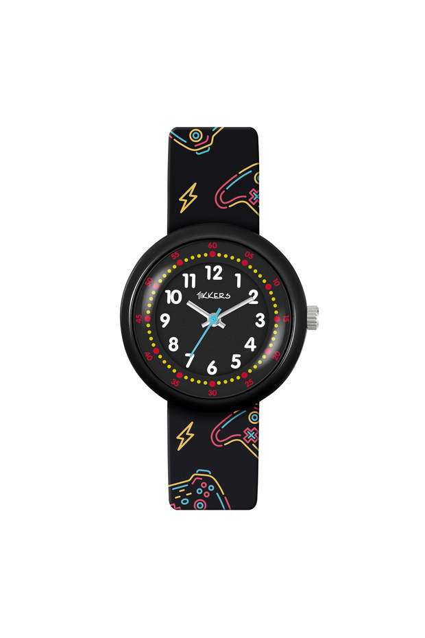 Black Printed Gamer Strap Watch