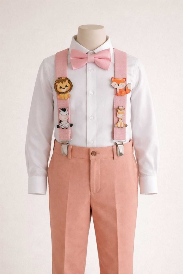 Baby Boy Stylish Pants, Suspenders and Bow Tie Set (April 23, Birthday, Religious and National Holidays)