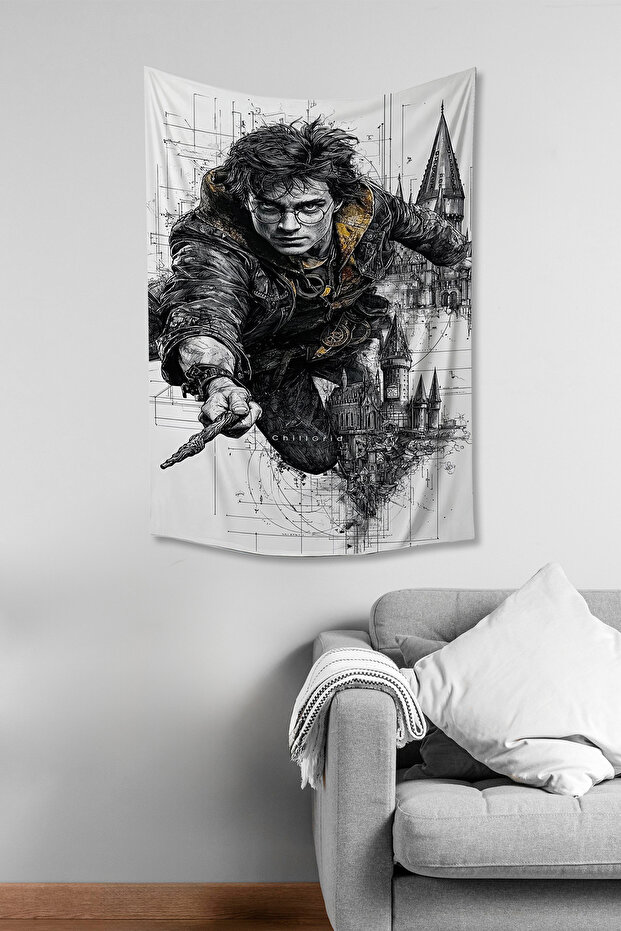 Harry Potter Drawing Patterned Wall Covering Wall Tapestry Suede Textured Fabric
