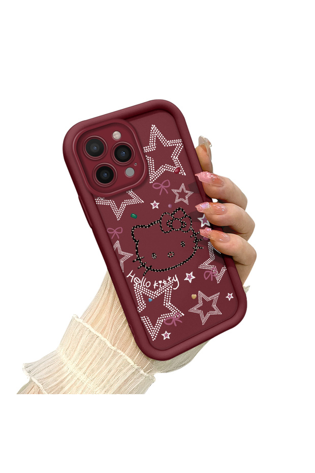 حافظة هاتف من مادة السيليكون المقاومة للصدمات بنمط كيتي متوافقة مع هاتف آيفون 14 برو ماكس - 3