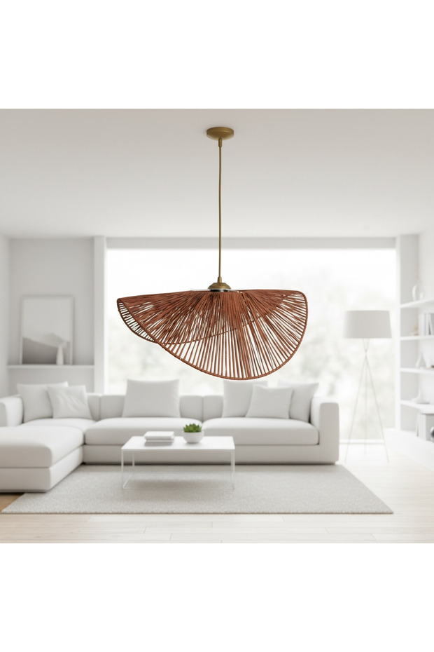 Hasır Sarkıt Avize / Bohem avize / Salon Modern Avize / Hasır Rattan Bambu Avize/Pinterest Avize - 2