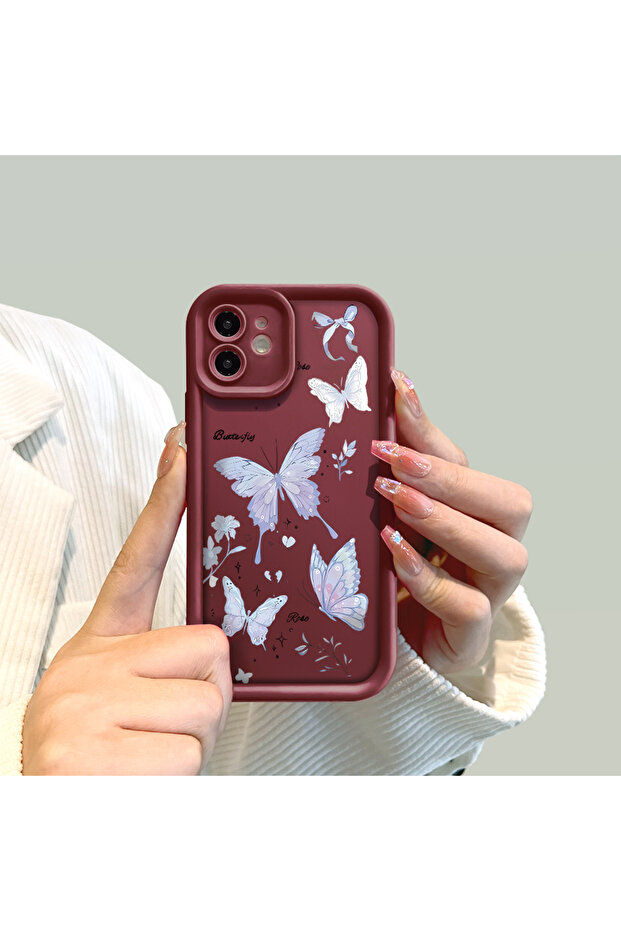 حافظة هاتف من مادة السيليكون مقاومة للصدمات بنمط الفراشة متوافقة مع هاتف آيفون 14 بلس - 7