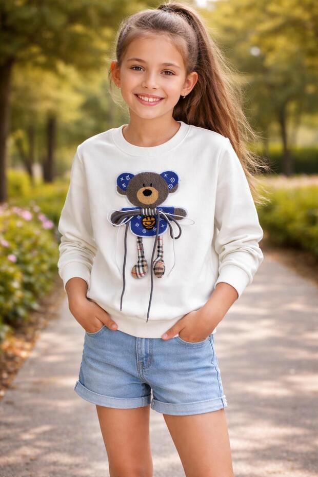 Girl's Sweatshirt with Teddy Bear