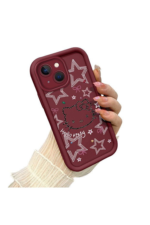 حافظة هاتف من مادة السيليكون مقاومة للصدمات بنمط كيتي متوافقة مع هاتف آيفون 14 - 3