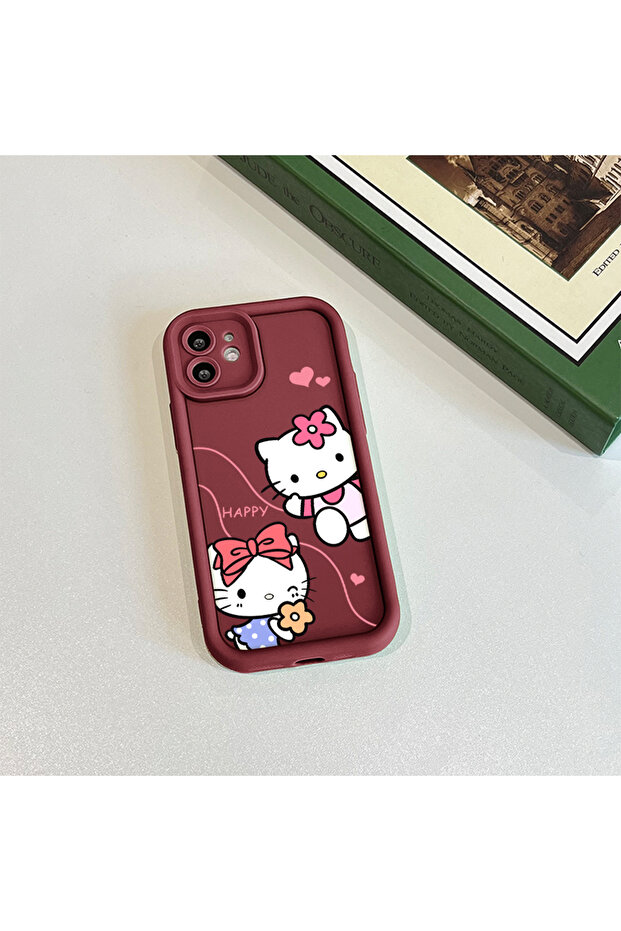 حافظة هاتف من مادة السيليكون المقاومة للصدمات بنمط كيتي متوافقة مع هاتف آيفون 11 - 7