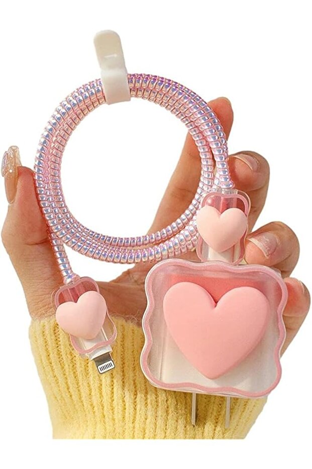 Heart Shape Charger Cable Protector for Phone, Cute Wave USB Data Cable Saver Organizer, Cute Love H