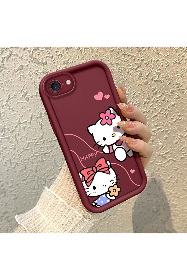 حافظة هاتف من مادة السيليكون مقاومة للصدمات بنمط كيتي متوافقة مع هاتف آيفون 7 - 2