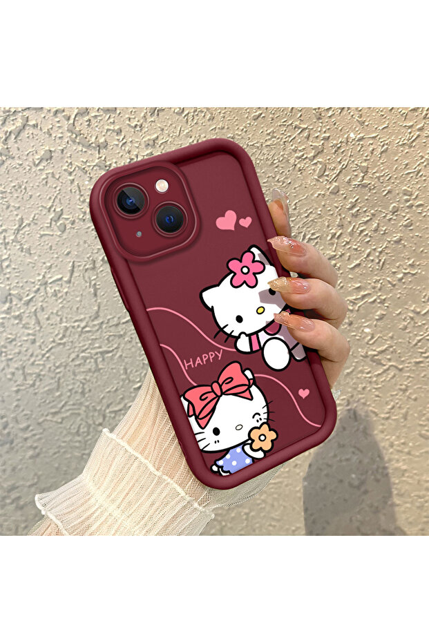 حافظة هاتف من مادة السيليكون مقاومة للصدمات بنمط كيتي متوافقة مع هاتف آيفون 14 بلس - 2