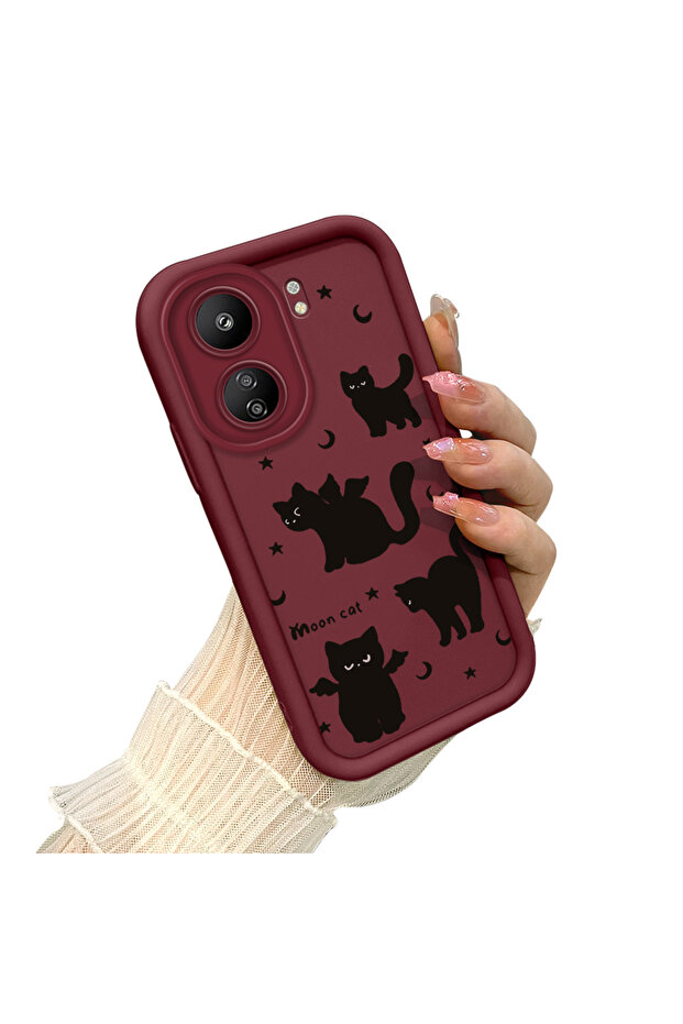 حافظة هاتف من مادة السيليكون مقاومة للصدمات بنمط قطة متوافقة مع هاتف Poco C65 - 3