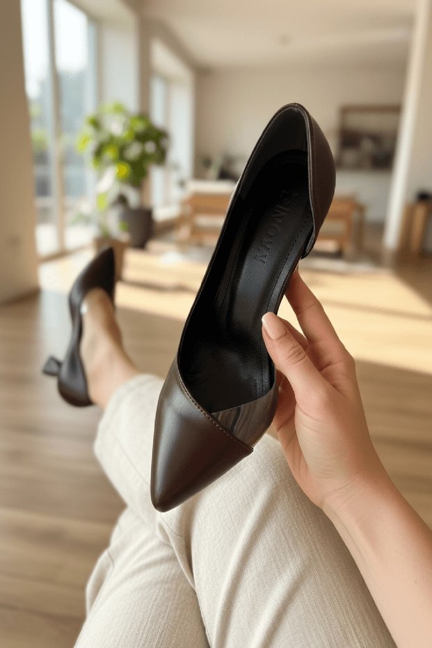 Olet Brown (8 cm Heel) Pointed Front Daily Use Heeled Shoes