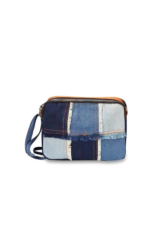 Frayed Denim Sling Bag for Women, Textured Raw Edge Crossbody Bag, Premium Canvas Casual Sling Purse, Compact Travel Bag for Street Style & Daily Use