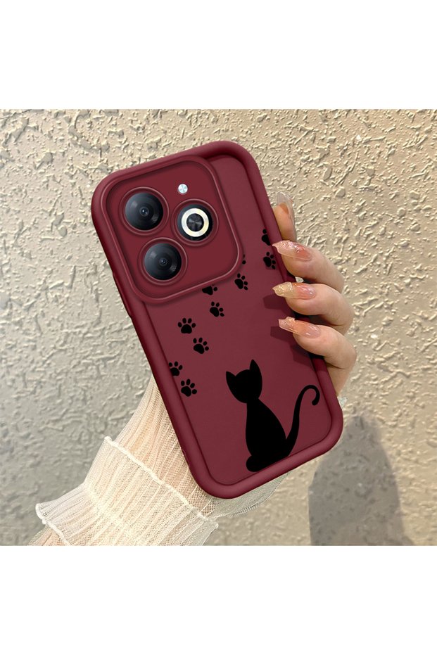 Silicone Material Anti-Fall Phone Case Cat Pattern Compatible with Tecno Spark 20C