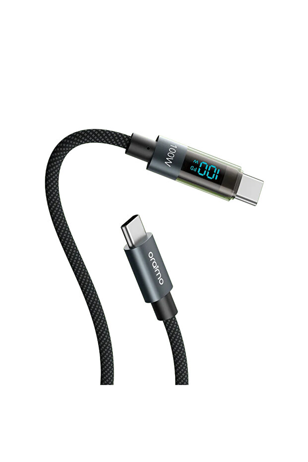 كابل ديجلاين ديجلاين USB-C إلى USB-C مع شاشة عرض، طول 1.2 متر، قدرة 100 واط - أسود