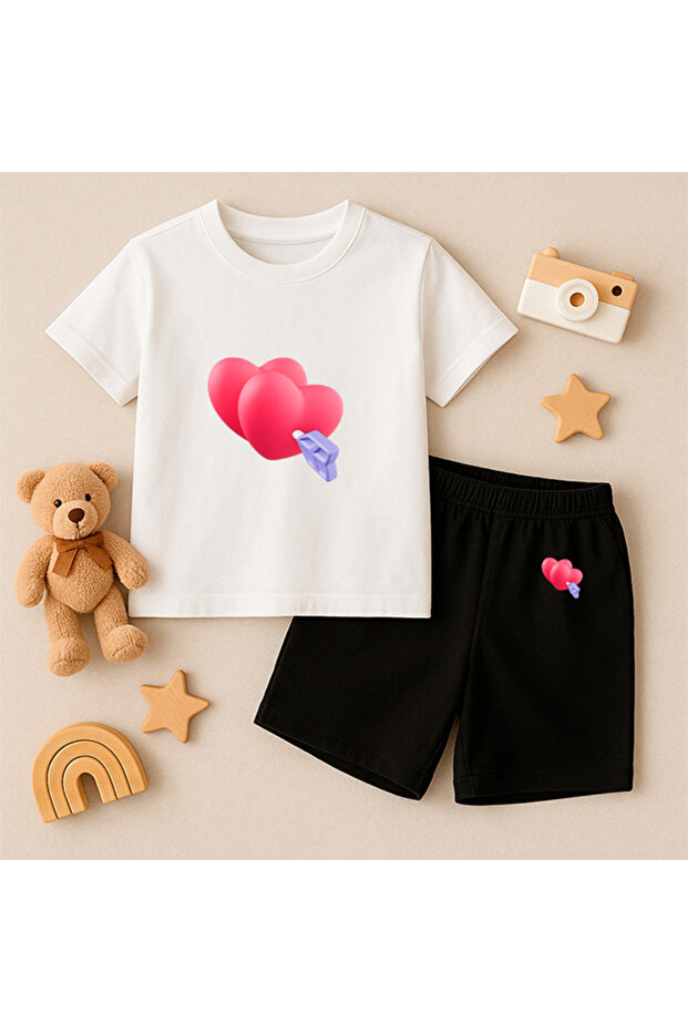T-Shirt Shorts Kids Set 100% Cotton Comfortable Cut Casual Cute Printed 2-Piece Combination