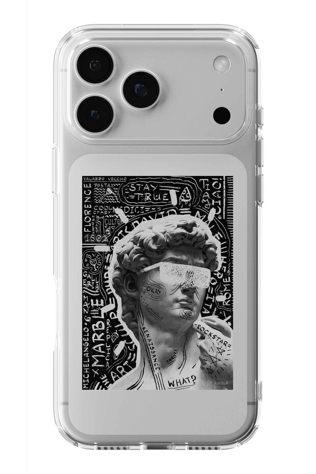حافظة شفافة مطبوعة بتصميم تمثال ديفيد متوافقة مع هاتف iPhone 17 Pro Max - 1