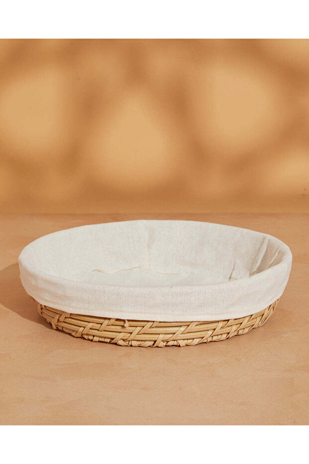 Brown Round Basket With Fabric