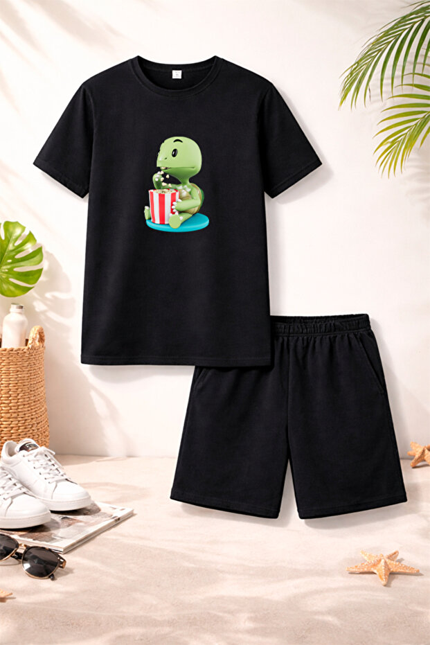 T-Shirt Shorts Kids Set 100% Cotton Comfortable Cut Casual Cute Printed 2-Piece Combination