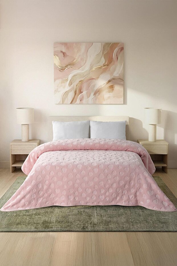 Love | Embossed Heart Double Blanket | 220X240 cm