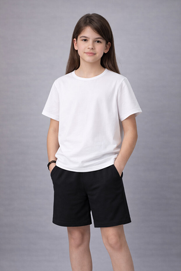 Plain Unprinted T-Shirt Shorts Children's Set 100% Cotton Comfortable Cut Casual Cute Printed 2-Piece Combination