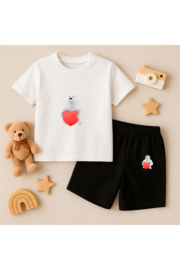 T-Shirt Shorts Kids Set 100% Cotton Comfortable Cut Casual Cute Printed 2-Piece Combination