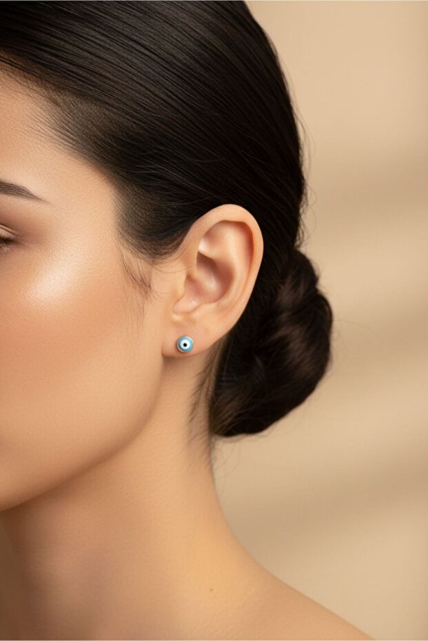 Nazar Boncuk Earrings Gold Color 5 mm Diameter