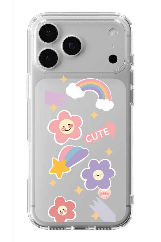 حافظة شفافة مطبوعة بتصميم قوس قزح لطيف متوافقة مع هاتف iPhone 17 Pro Max - 1