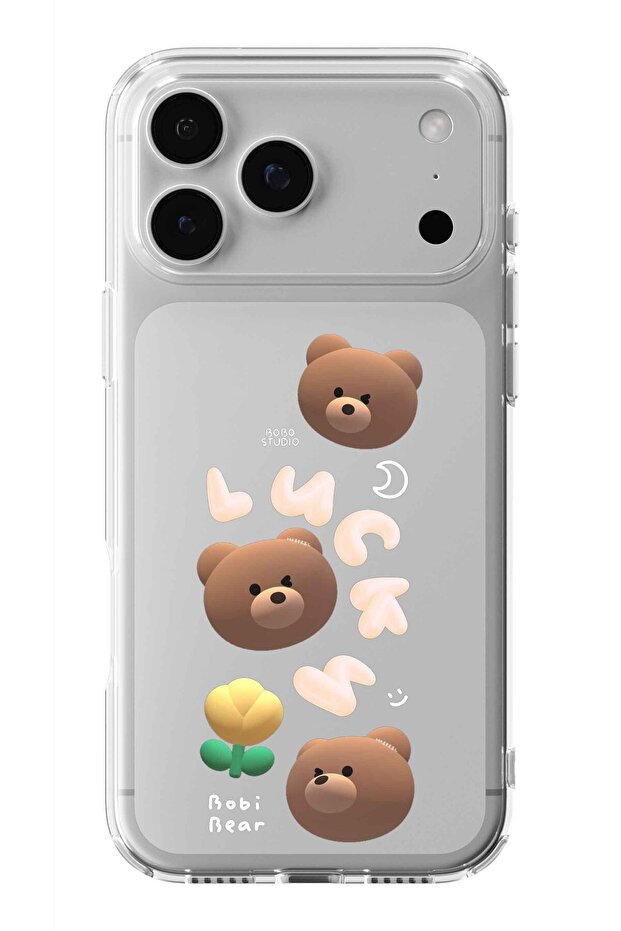 حافظة شفافة مطبوعة بتصميم بوبى بير متوافقة مع هاتف آيفون 17 برو ماكس - 1