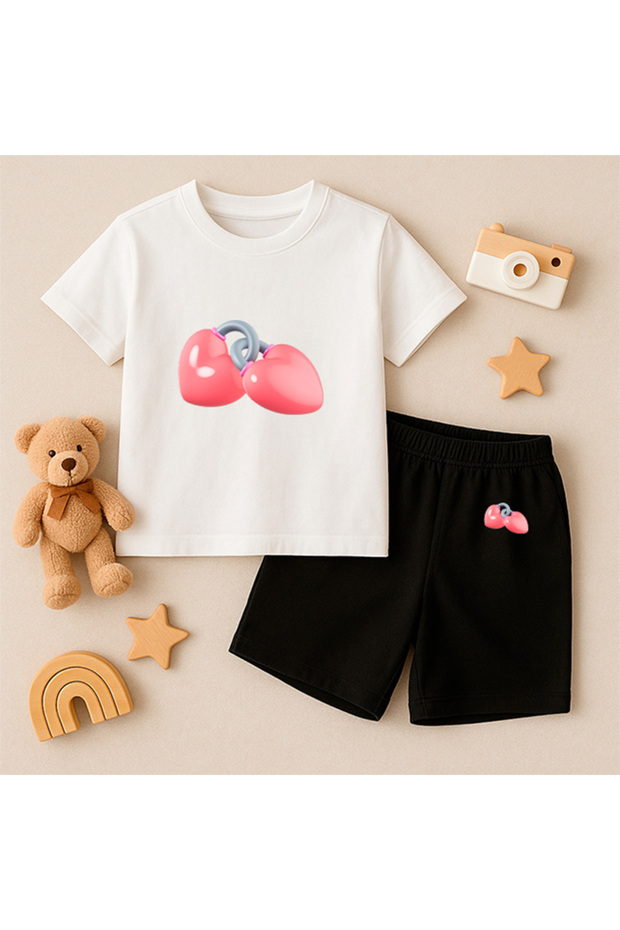 T-Shirt Shorts Kids Set 100% Cotton Comfortable Cut Casual Cute Printed 2-Piece Combination