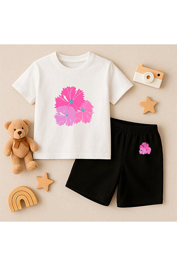 T-Shirt Shorts Kids Set 100% Cotton Comfortable Cut Casual Cute Printed 2-Piece Combination