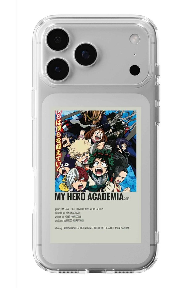 حافظة شفافة مطبوعة بتصميم ملصق My Hero Academia متوافقة مع هاتف iPhone 17 Pro Max