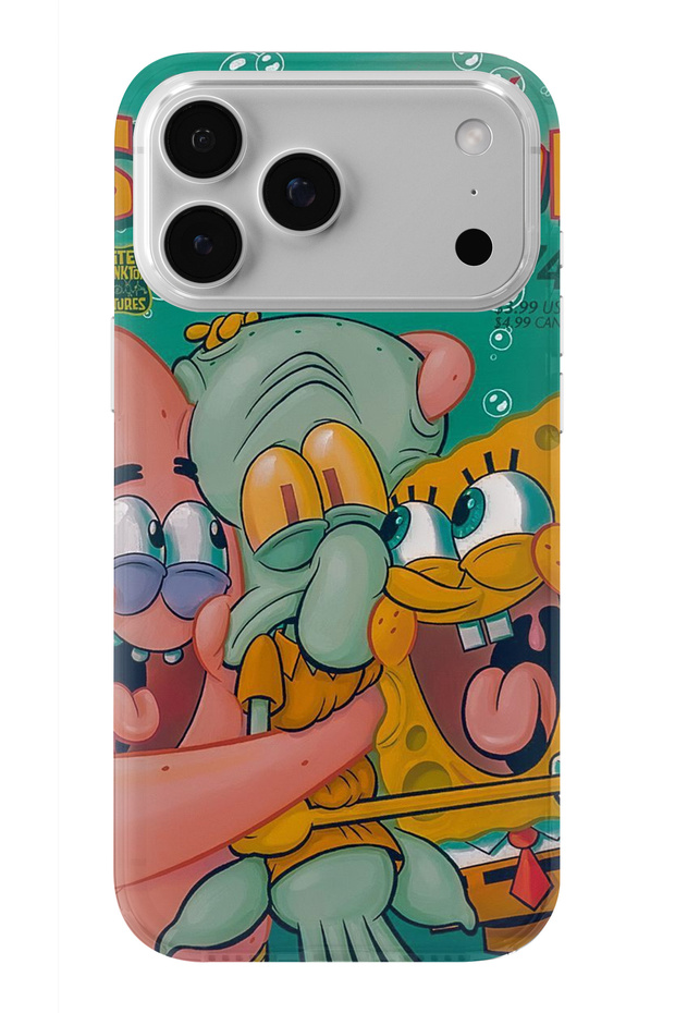 حافظة شفافة مطبوعة بتصميم سبونج بوب متوافقة مع آيفون 17 برو ماكس - 1