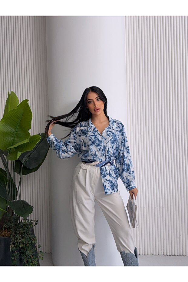 BATİK DESENLİ OVERSİZE GÖMLEK - 2