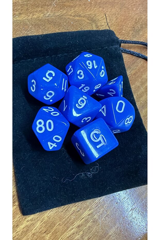 Dnd Epoxy Frp Dice Set 7-Piece Set Dnd Dice Dungeons and Dragons Tabletop Game Dice Blue