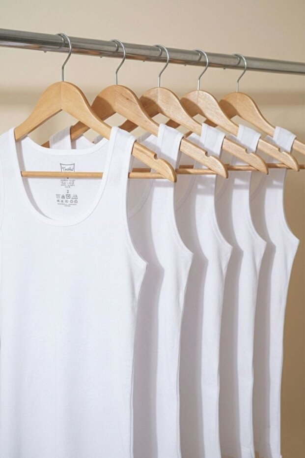 5-Pack 100% Cotton Ribbed Wide Strap Baby Girl Undershirt Set - Soft Anti-Sweat White Underwear