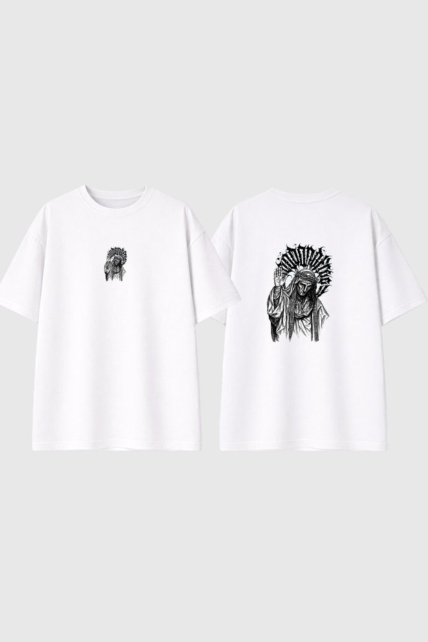 Ancient Men Design Printed White Oversize t Shirt