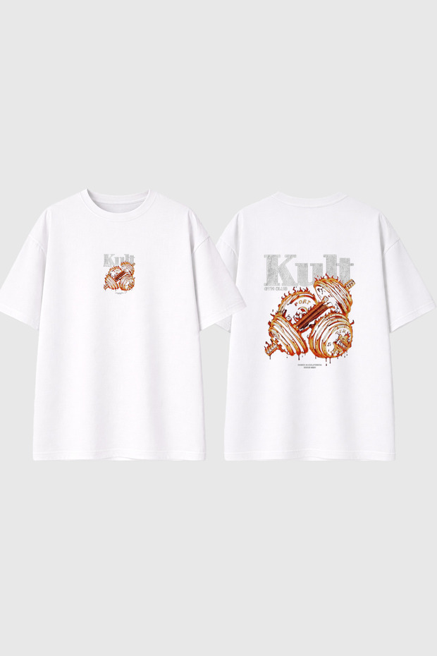 Gym Club Design Printed White Oversize T-Shirt