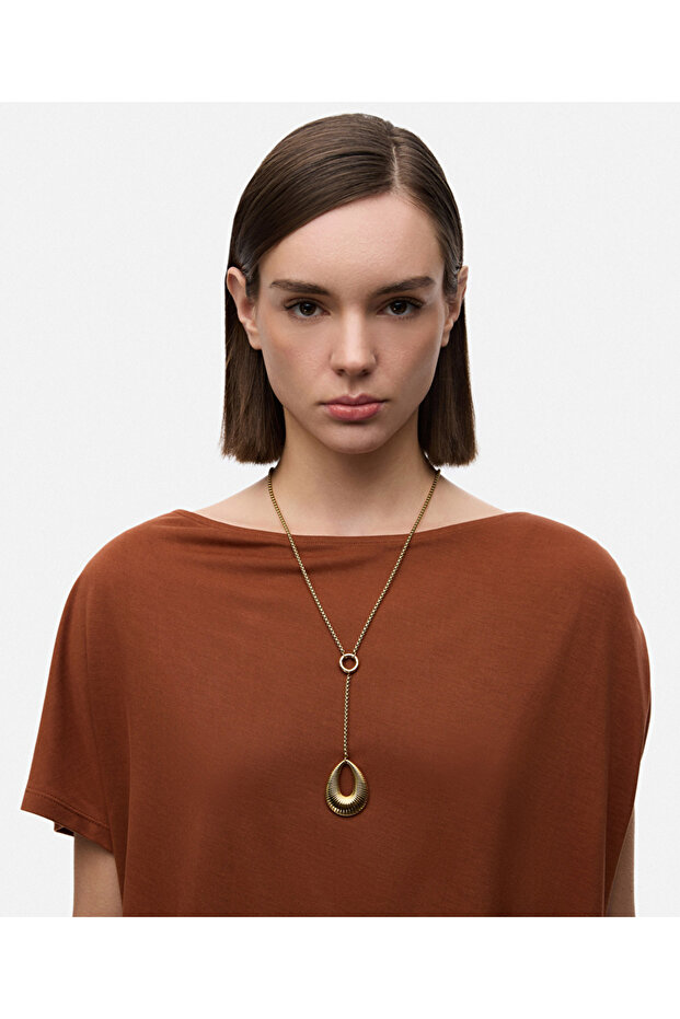 Dokulu paslanmaz çelik kolye - 2