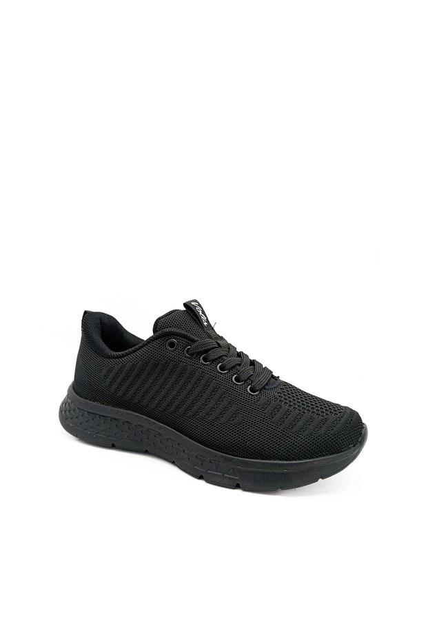 Volis Black Color Lace-Up 36-37-38-39-40 Size Knitwear Material Women's Sports Shoes