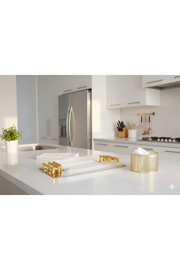 طقم صواني تقديم مع علبة مناديل - 3