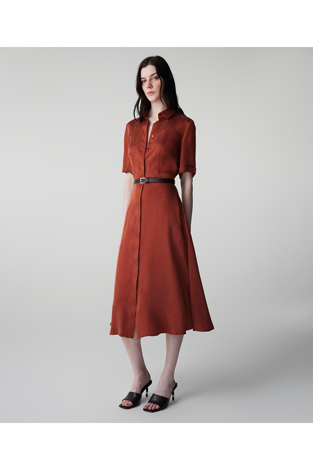 Kemerli cupro elbise - 1