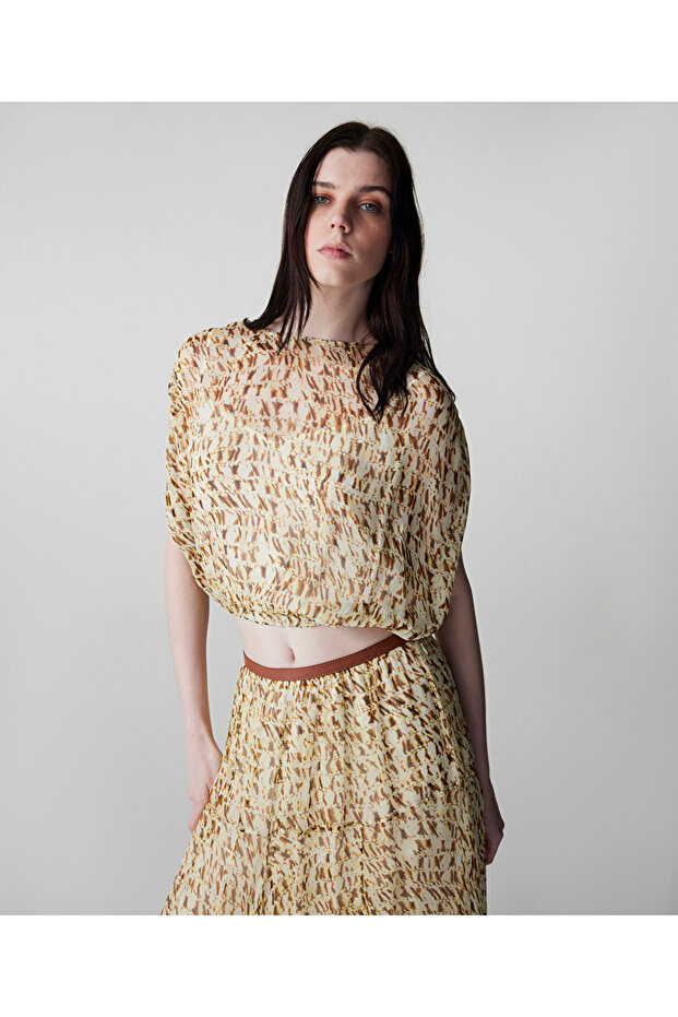 Patterned Chiffon Blouse - 1