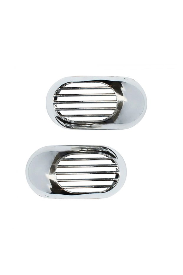 Chrome Side Marker Frame Caged Grill Cover 10X5Cm 2 Pieces