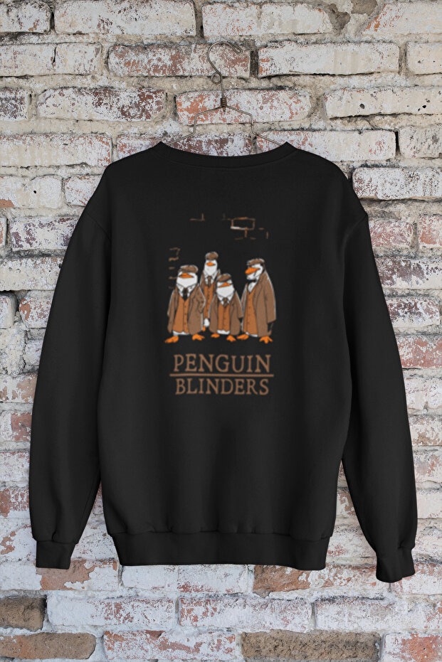 Penguin Blinders Printed Cotton Long Sleeved 3 Yarn Thread Patterned Unisex Sweatshirt