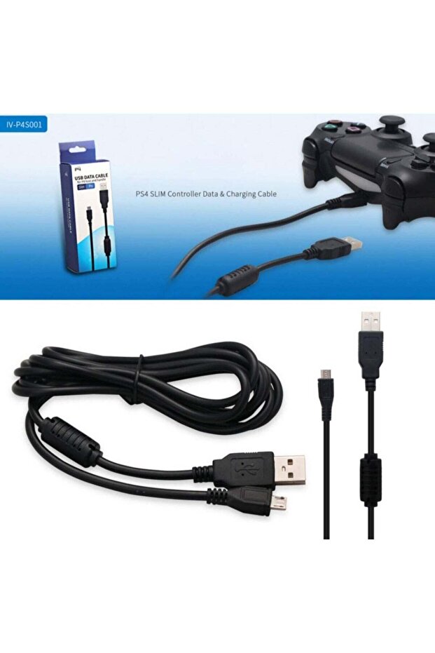 كابل شحن ونقل بيانات 2 في 1، سلك شحن Micro USB لجهاز PS4 Slim وPS4 S ووحدة تحكم PlayStation 4
