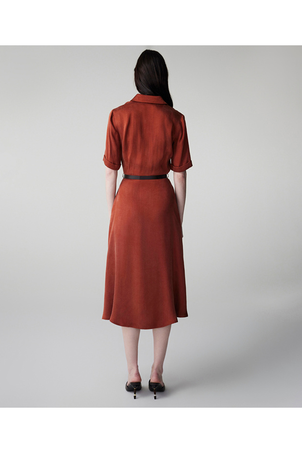 Kemerli cupro elbise - 6