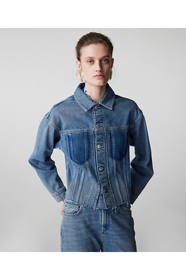 Raw edge denim ceket - 6