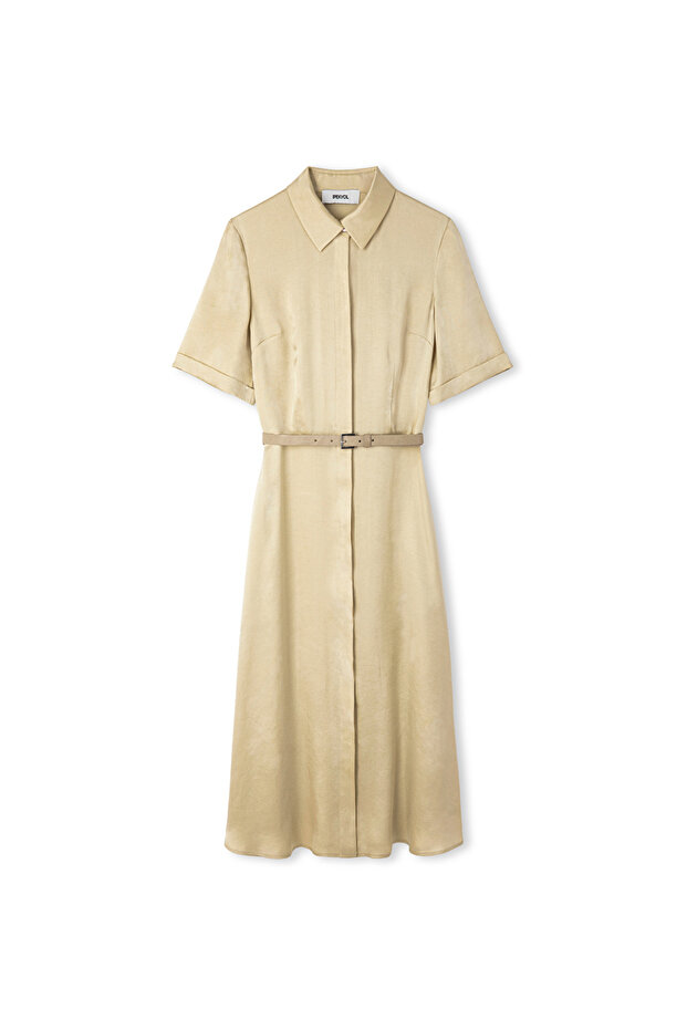 Kemerli cupro elbise - 3