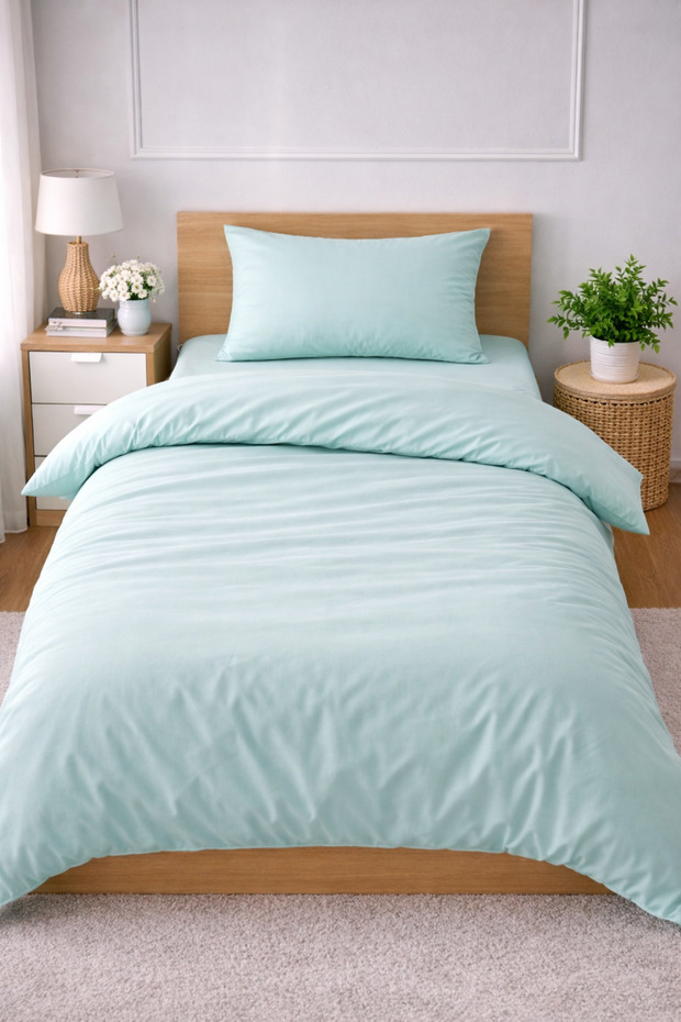 Single Solid Color Duvet Cover Set with Elastic Sheet