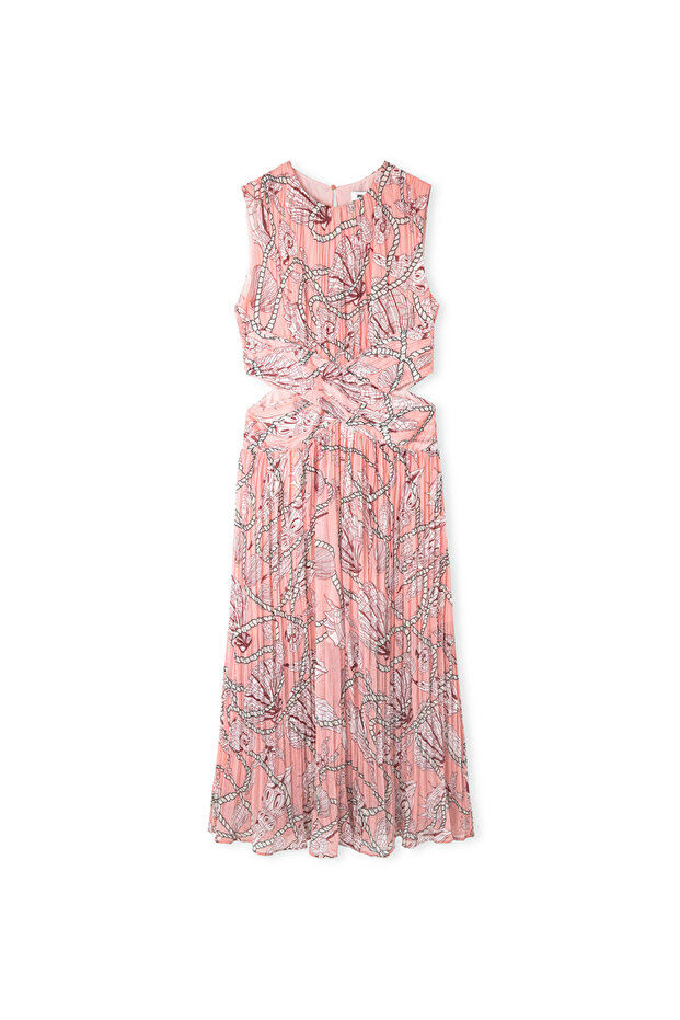 Desenli piliseli elbise - 3