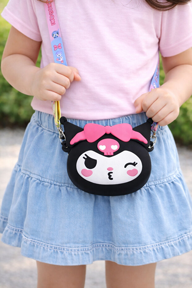 Kuromi Children's Bag with Strap – Cute Silicone Mini Shoulder and Neck Bag